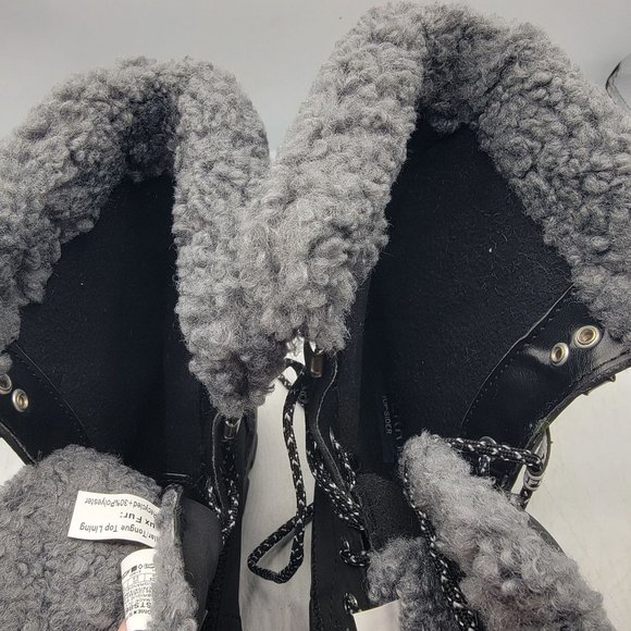 Sperry Juneau Womens 8 Black Gray Winter Boots Faux Fur Casual Comfort STS86817 - Picture 11 of 14